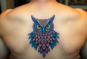 Honey comb owl tattoo idea