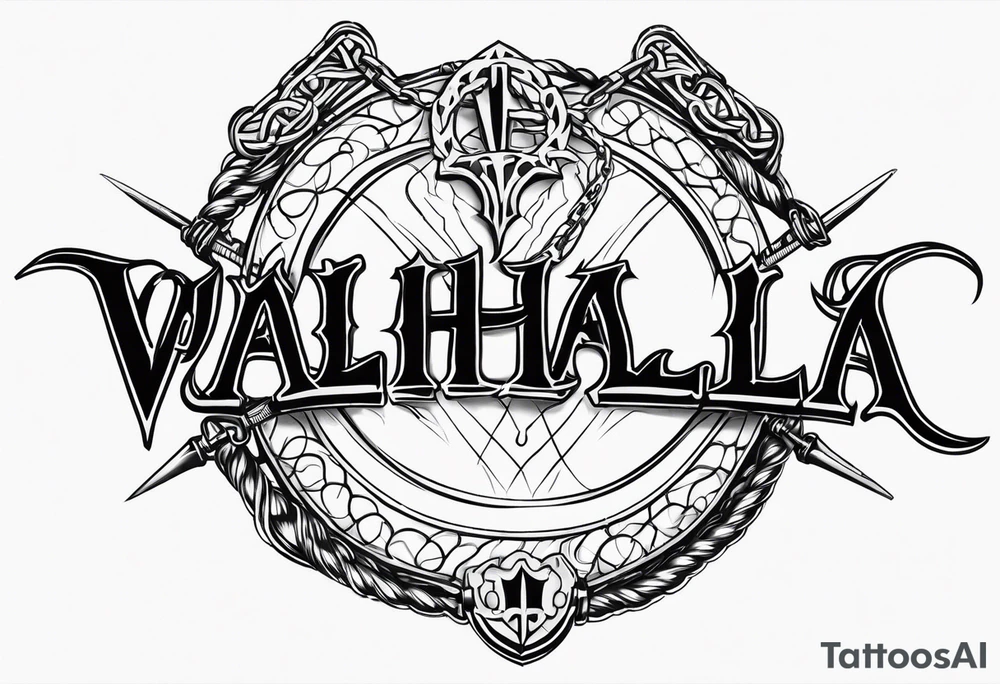 Valhalla sword shield barb wire chain tattoo idea