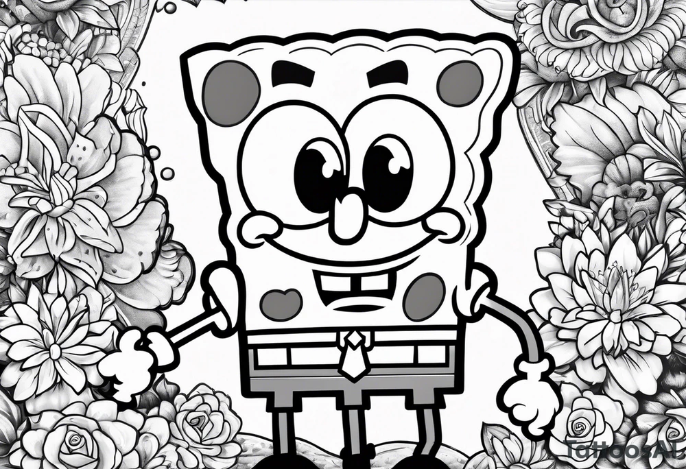 Funny spongebob tattoo idea