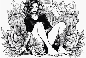 The girl sits with her legs wide open tattoo idea
