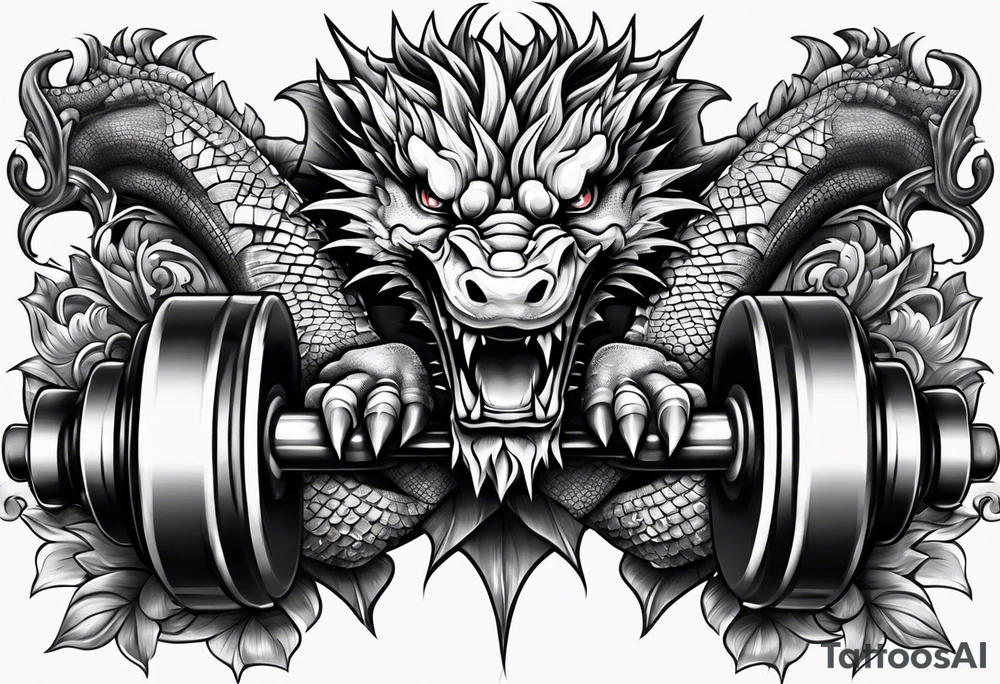 Dragon dumbbell tattoo idea