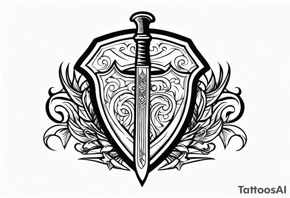 Valhalla sword shield axe tattoo idea
