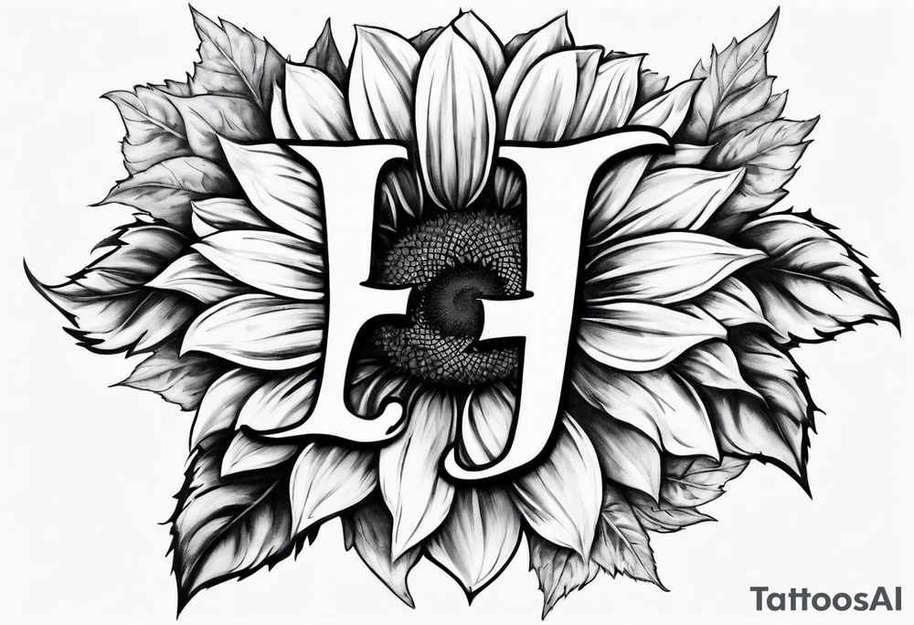 combining the letters E and H with a sunflower image tattoo idea combining the letters E and H with a sunflower image tattoo idea
