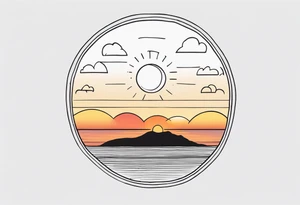 Simple line tattoo of a sunset with the inscription Memento mori
I want to put it on my knee
Without colours 
Without any extra stuff tattoo idea