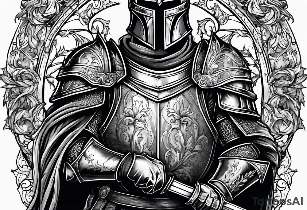 Medieval knight holding a sword tattoo idea