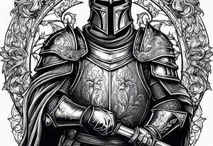 Medieval knight holding a sword tattoo idea