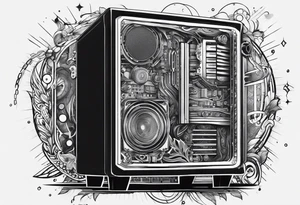 sleeve tattoo design describing a computer part tattoo idea