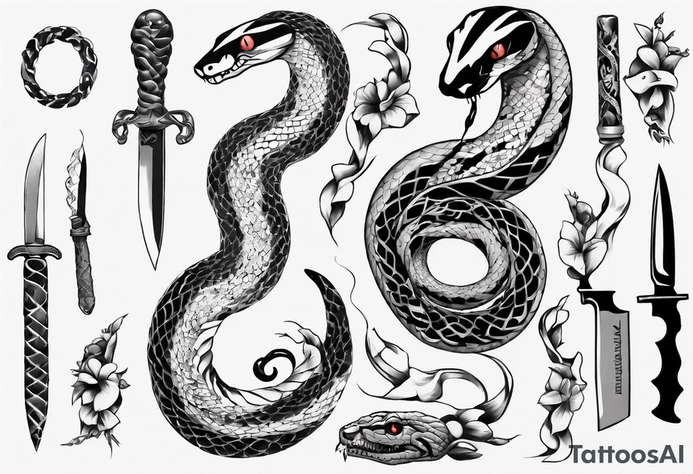 A snake wrapping a knife tattoo idea