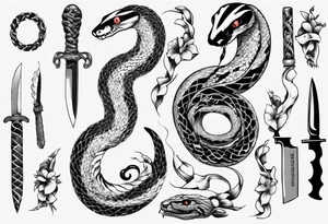 A snake wrapping a knife tattoo idea