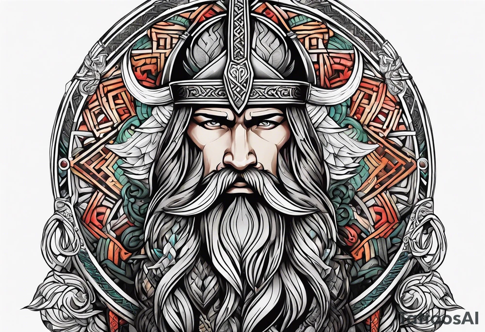 Generate a full left-arm tattoo based on Viking mythology tattoo idea