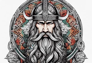 Generate a full left-arm tattoo based on Viking mythology tattoo idea