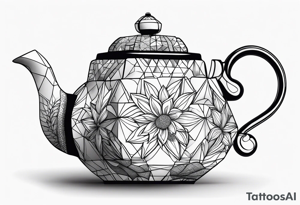 Teapot with 3-d cube tattoo idea