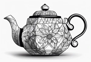 Teapot with 3-d cube tattoo idea