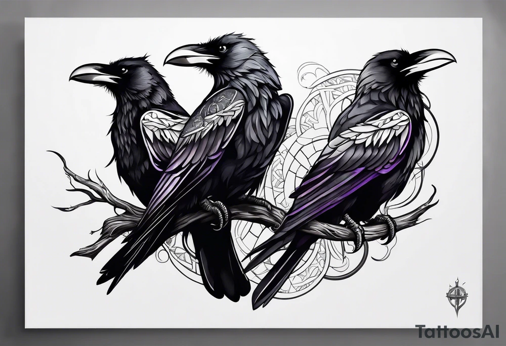3 ravens made of Celtics knots tattoo idea