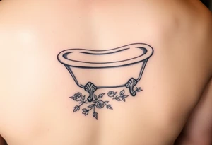 clawfoot bathtub with visible bathroom floor and flowers on the floor tattoo idea