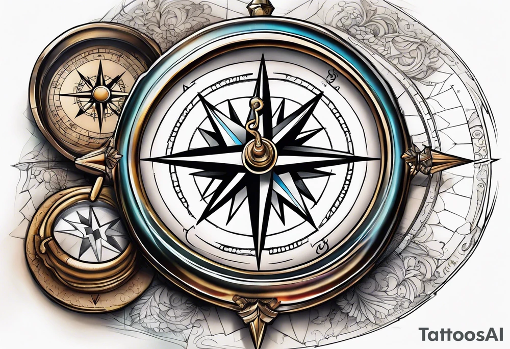 metal compass tattoo idea