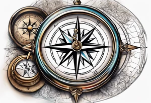 metal compass tattoo idea
