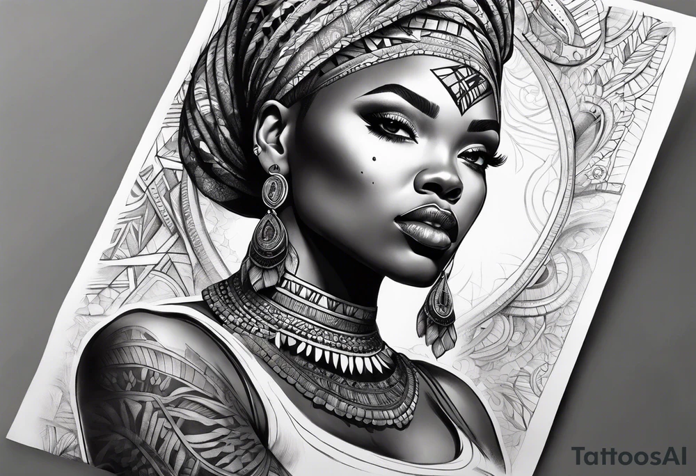 african, arm sleeve tattoo idea