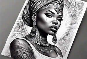 african, arm sleeve tattoo idea