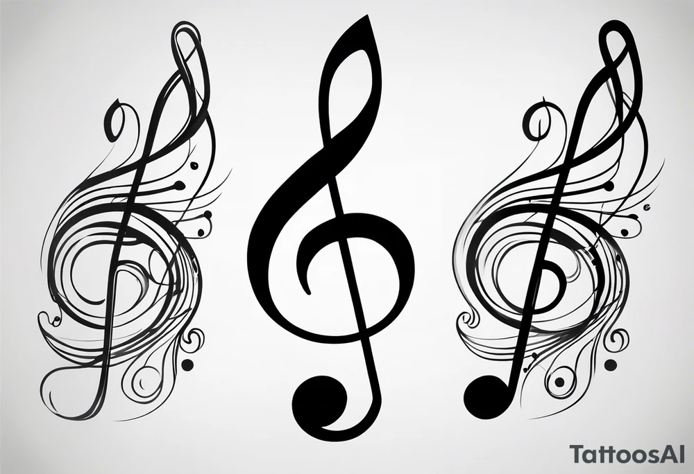 Simple minimalist tattoo in the style of single needle art depicting musical notes in the letters “l” and “r” tattoo idea