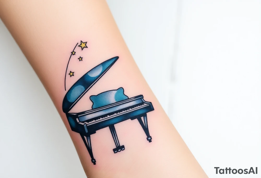 dreamy piano under the stars tattoo idea