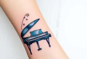 dreamy piano under the stars tattoo idea
