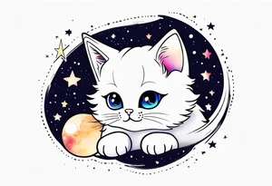 Cute kitten and galaxy tattoo idea