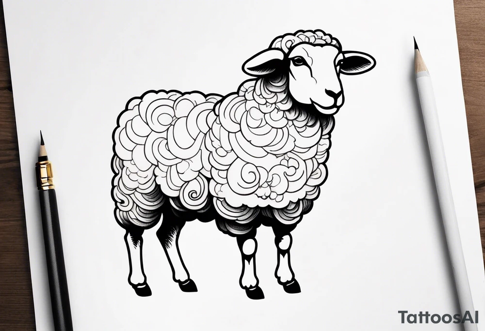 traditional sheep tattoo idea