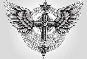 back tatoo with trishul and wings tattoo idea