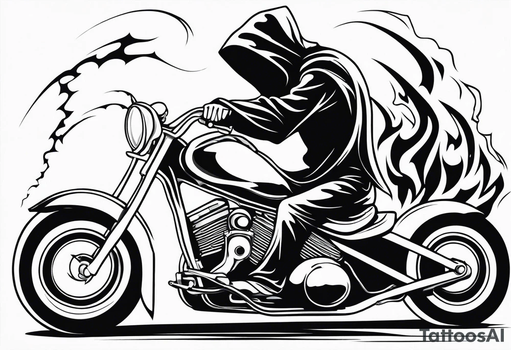 Grim Reaper on motorcycle, on fire tattoo idea
