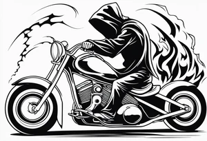 Grim Reaper on motorcycle, on fire tattoo idea