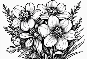 One art style bouquet of bluebonnets tattoo idea