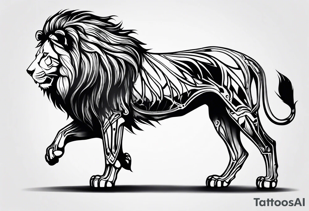 lion skeleton no fur tattoo idea