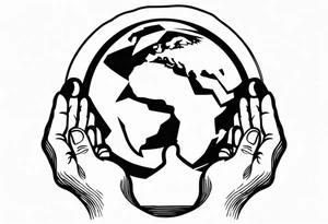 Strong hands holding world tattoo idea