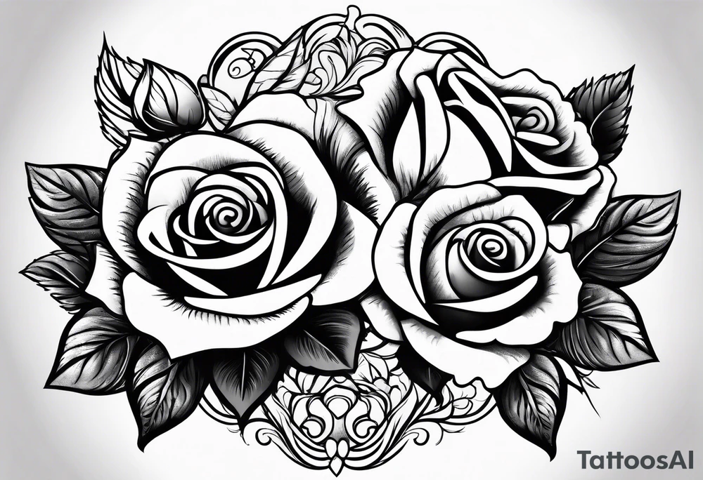 The name victoria with roses surrounding it tattoo idea