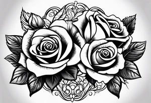 The name victoria with roses surrounding it tattoo idea