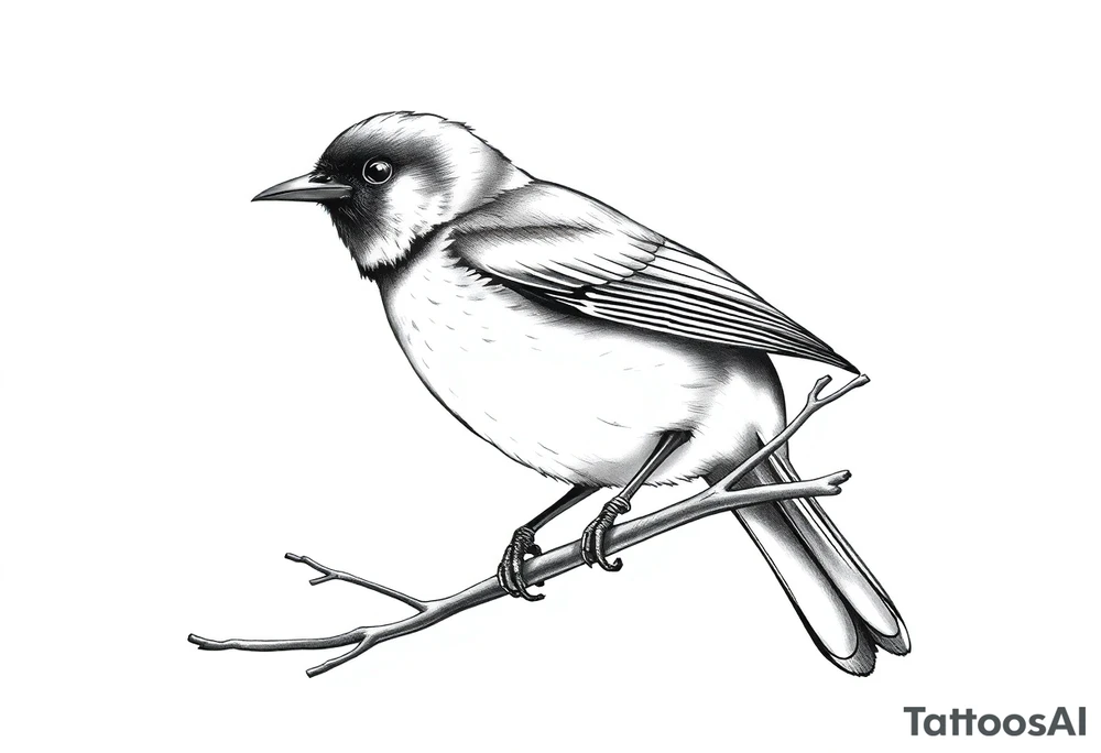Male European Blackbird on a branch tattoo idea tattoo idea