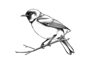 Male European Blackbird on a branch tattoo idea tattoo idea