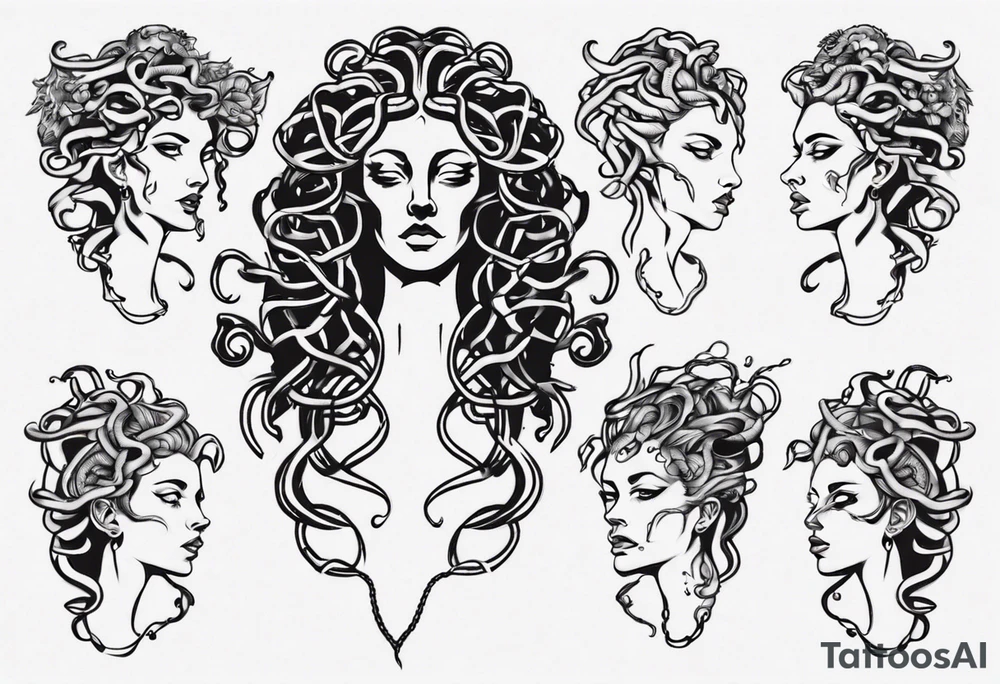 Medusa front profile tattoo idea