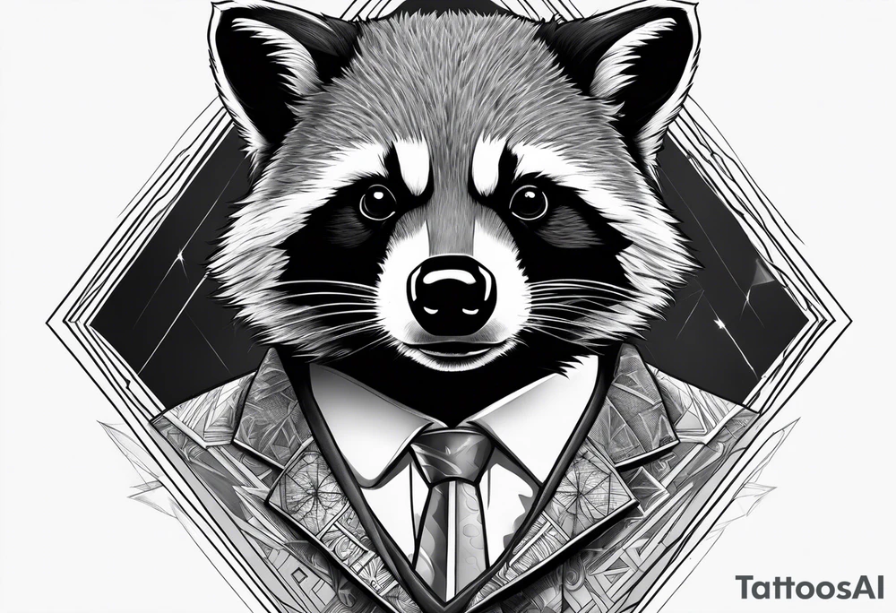 Superman raccoon in realism smoke tattoo idea