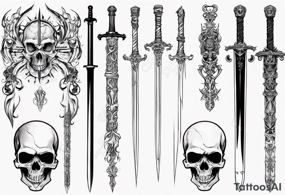 sword skull guard tattoo idea