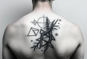 Math and nature on upper arm and shoulder tattoo idea