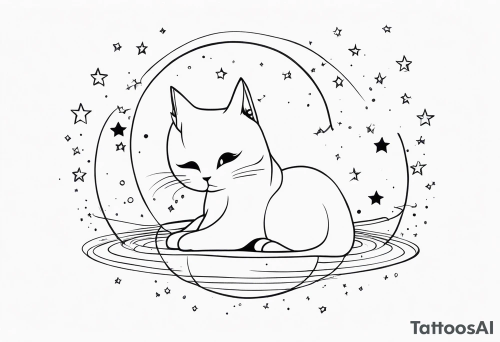 Lovely cat and stars tattoo idea
