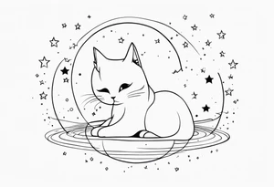 Lovely cat and stars tattoo idea