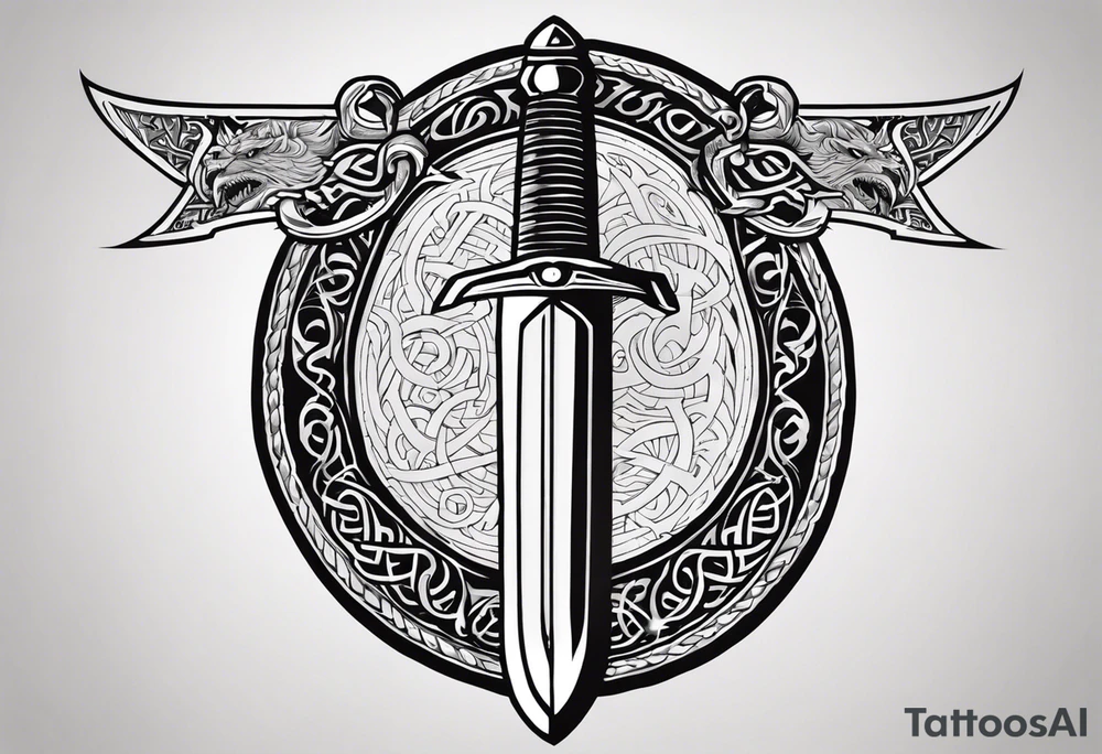 Viking sword Valhalla dragon shield tattoo idea