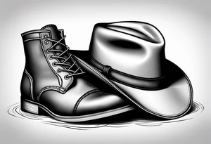 Keep it simple. One pair of timberland boots. One pair of flip flops and a cowboyhat on the Beach. tattoo idea