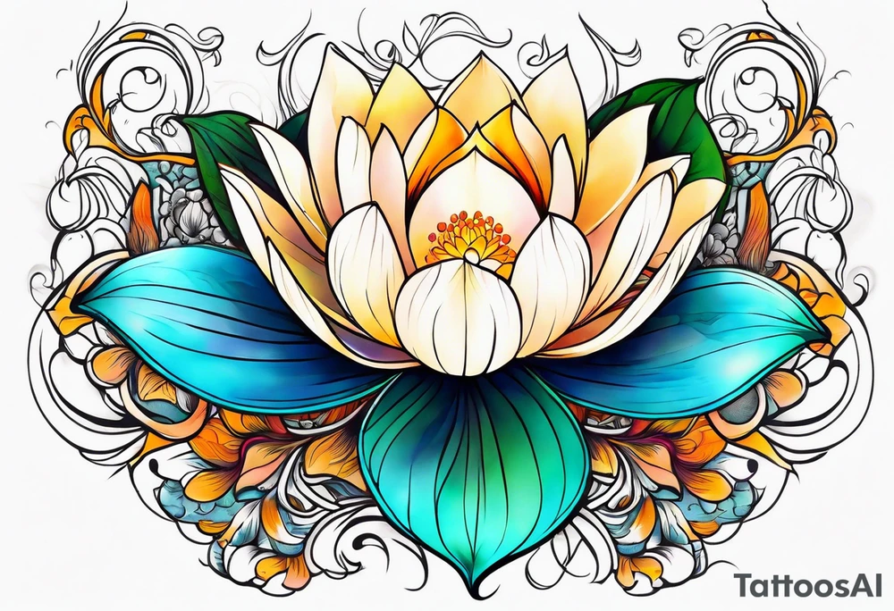 Lotus spiritual light organic tattoo idea