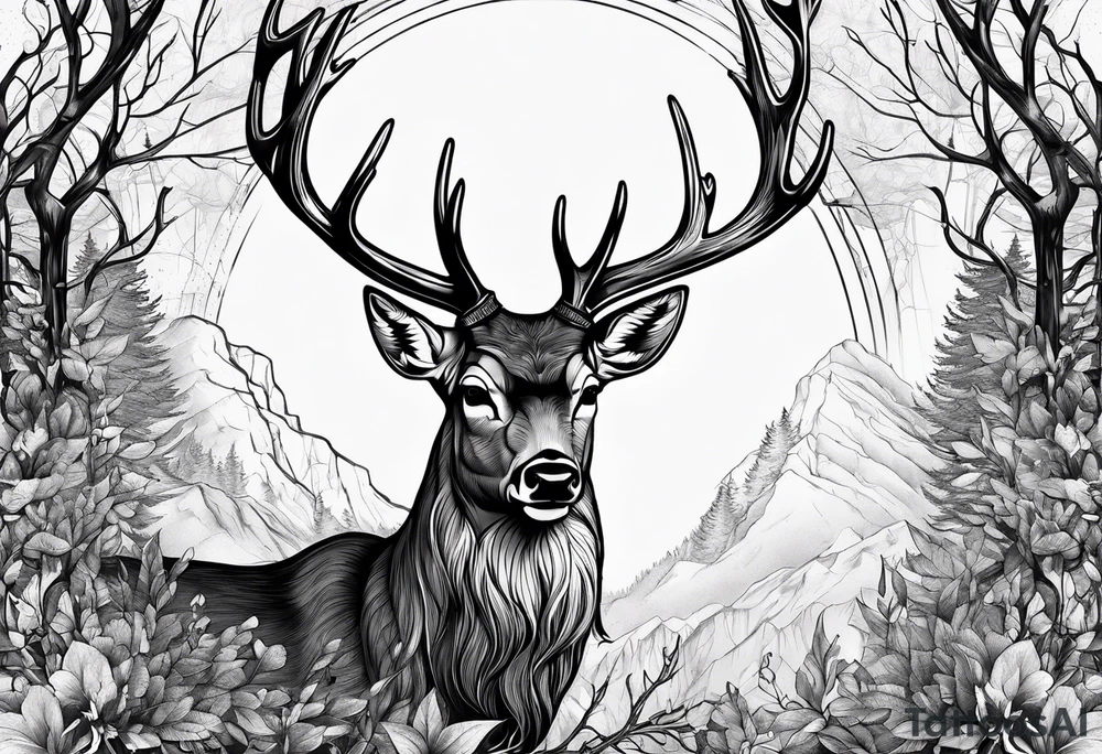 Recurve bow and arrow, deer tattoo idea