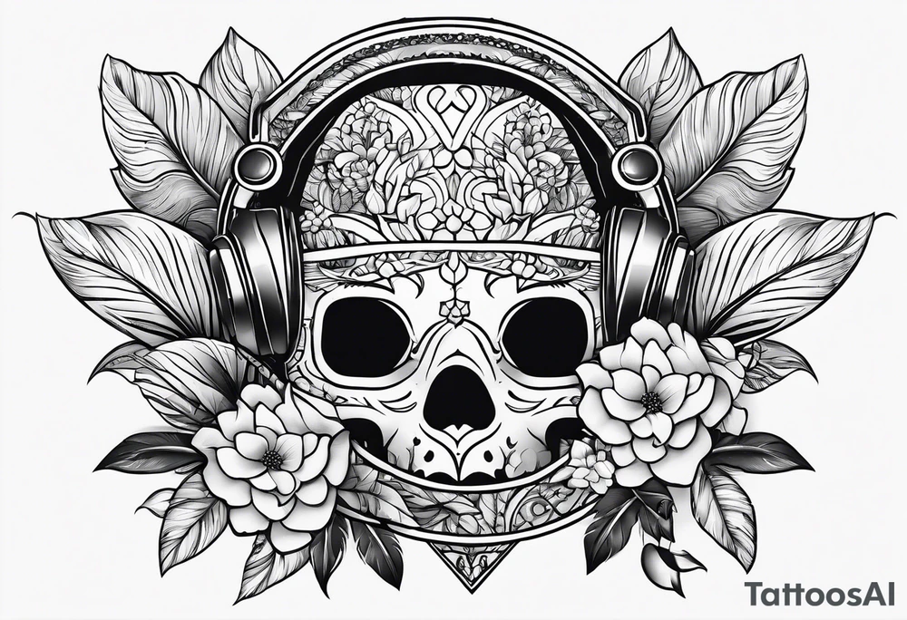 Stitch with flowers around him tattoo idea