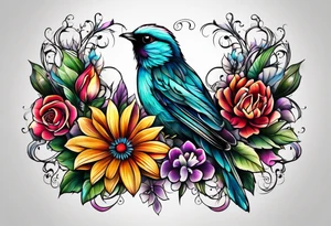 animal , flower tattoo idea